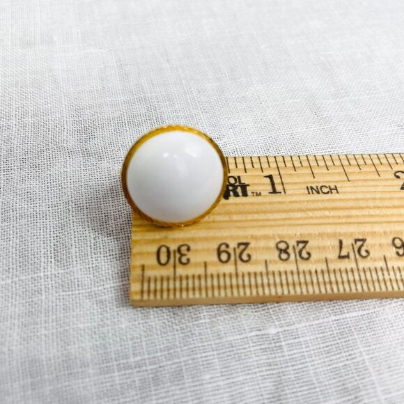 Vintage 80s Earrings White Pink Gold 80s VTG Original Clip On Earrings Vintage - Picture 6 of 7